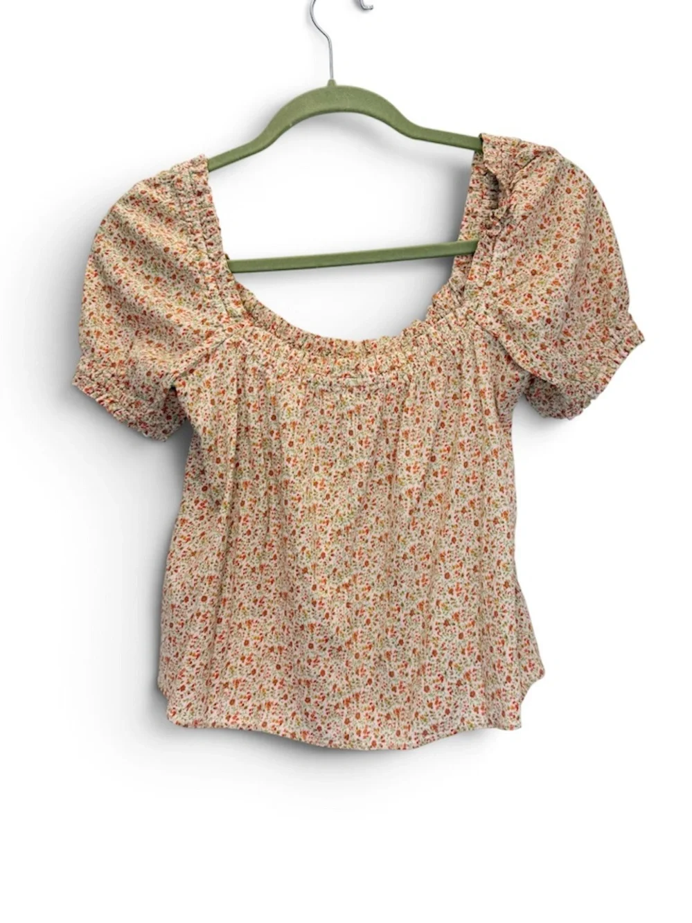 Reformation Floral Puff-Sleeve Peasant Top Size Small